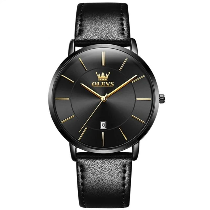 Montre de voiture avec date, étanche, à bracelet en cuir