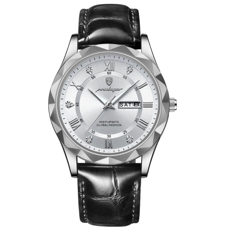 Montre à quartz avec bracelet en cuir