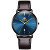 Montre de voiture avec date, étanche, à bracelet en cuir