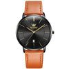 Montre de voiture avec date, étanche, à bracelet en cuir