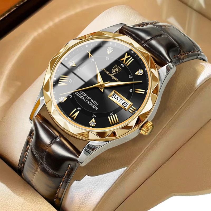 Montre à quartz avec bracelet en cuir