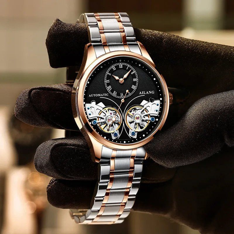 Montre mécanique lumineuse à double tourbillon