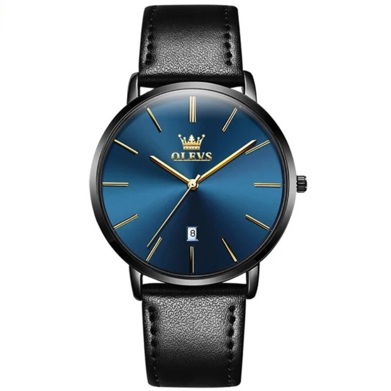 Montre de voiture avec date, étanche, à bracelet en cuir