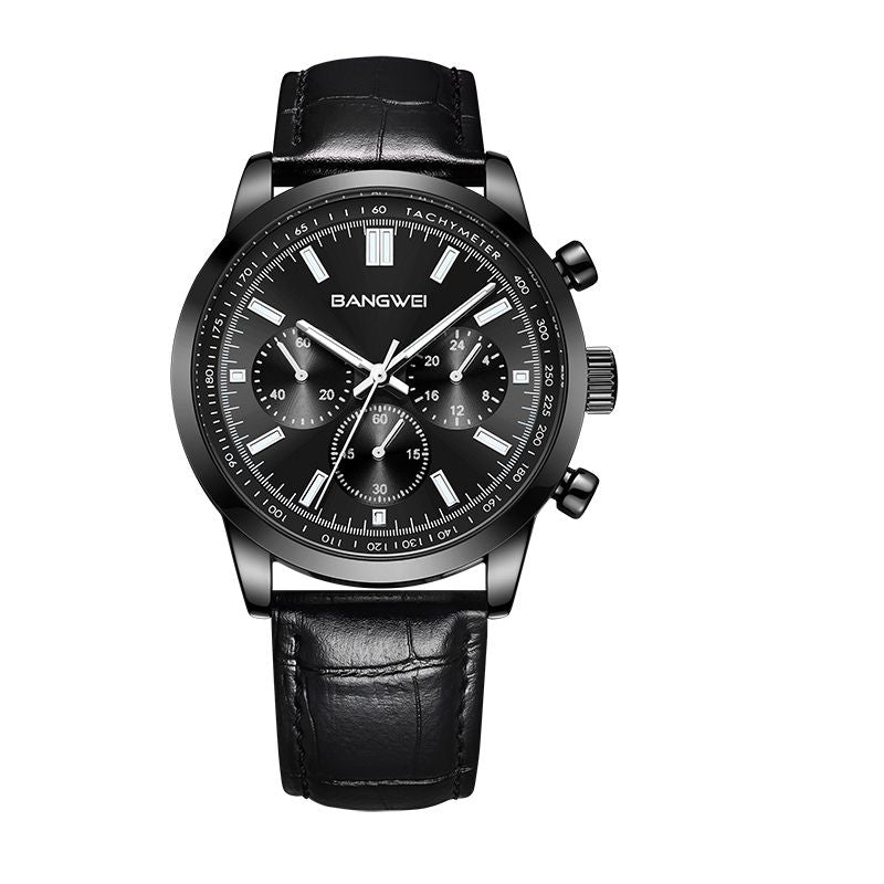 Montre à quartz en cuir pour hommes d'affaires, sportifs et décontractés