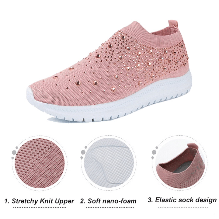 Chaussures de marche gaufrées en cristal pour femmes