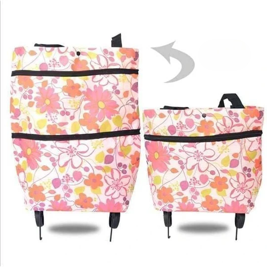 Sac trolley pliable 2 en 1 pour les courses