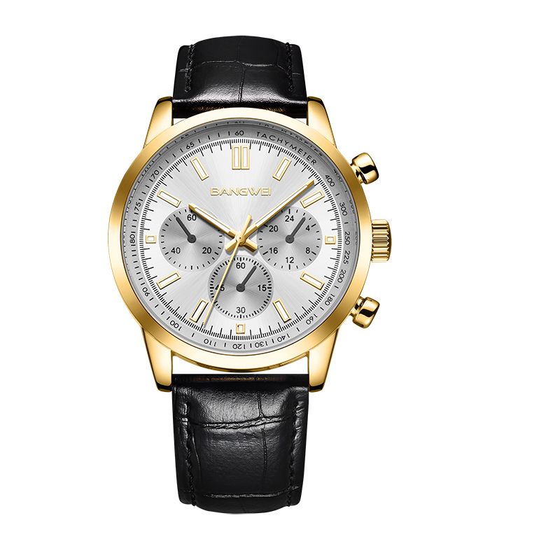 Montre à quartz en cuir pour hommes d'affaires, sportifs et décontractés