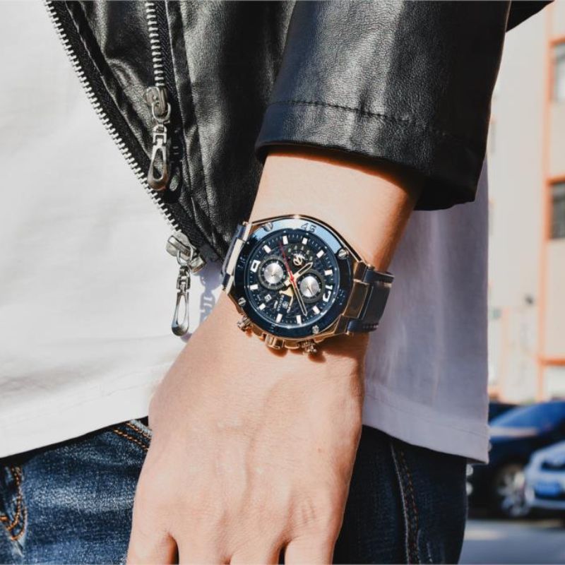 Montre chronographe sport multifonction à quartz
