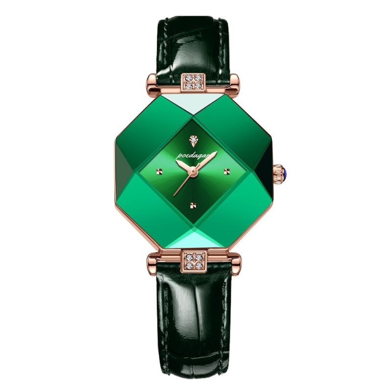 Montre de luxe à quartz et diamant vert