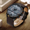 Montre de sport de luxe à quartz, chronographe, étanche et bracelet en cuir