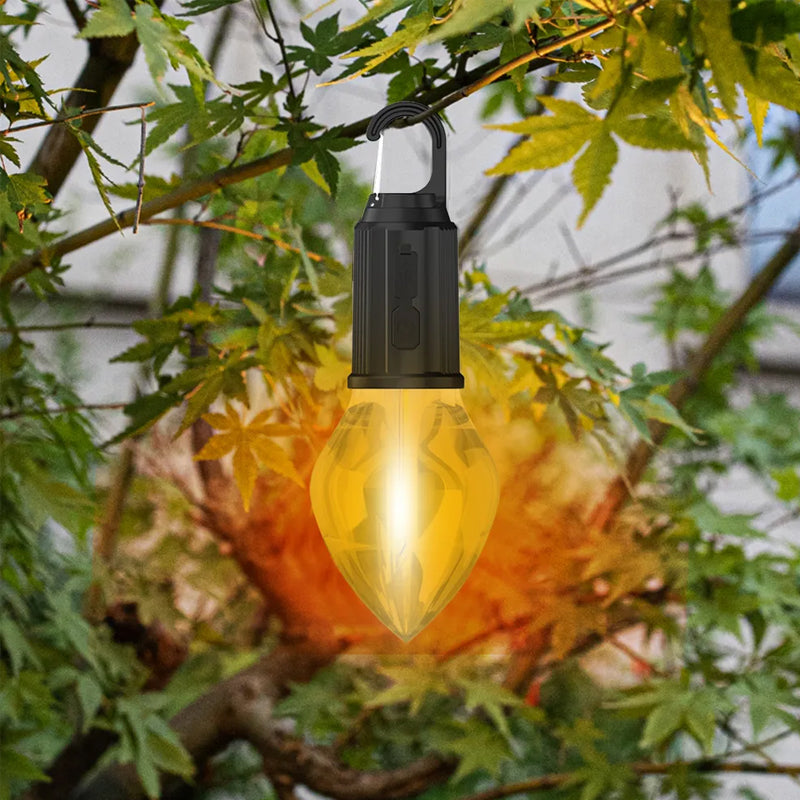 Lampe rétro pour camping extérieur Crochet de suspension Type-C rechargeable
