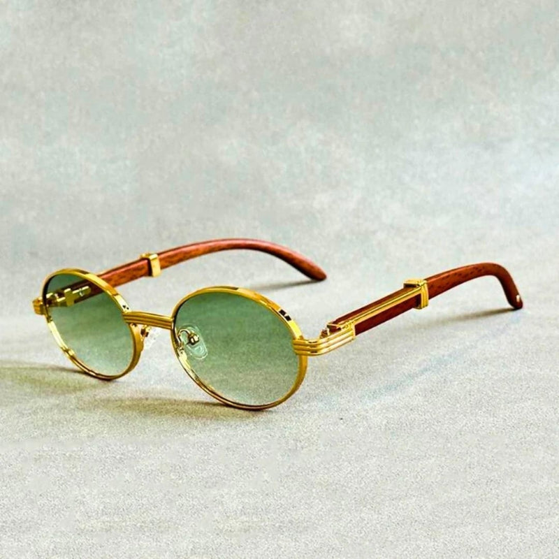 Lunettes de soleil classiques vintage à monture en bois pour femmes