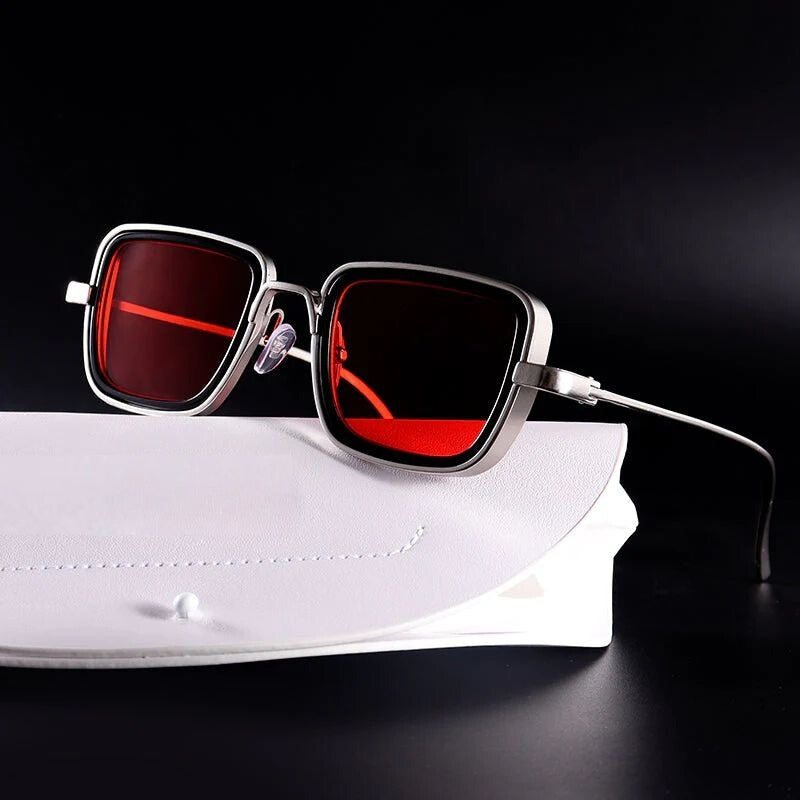 Lunettes de soleil carrées métallisées