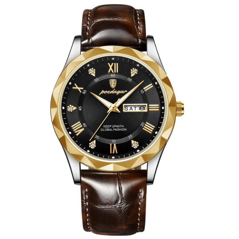 Montre à quartz avec bracelet en cuir