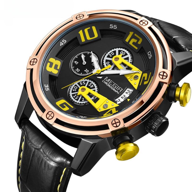 Montre chronographe à quartz lumineuse pour hommes