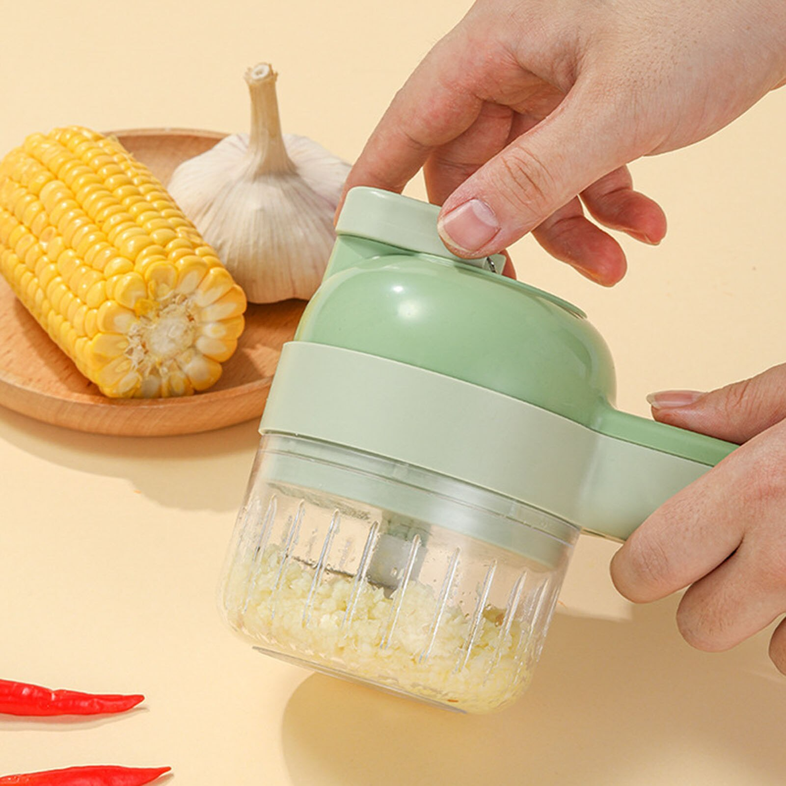 Hachoir électrique manuel 4 en 1 pour légumes
