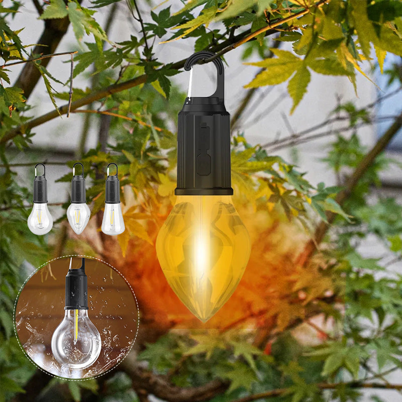 Lampe rétro pour camping extérieur Crochet de suspension Type-C rechargeable