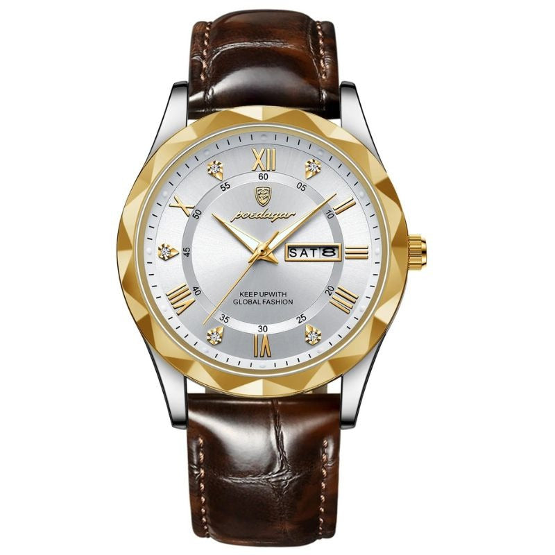 Montre à quartz avec bracelet en cuir