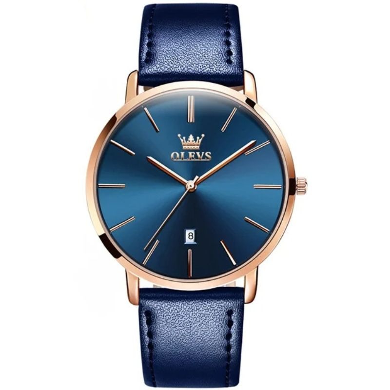 Montre de voiture avec date, étanche, à bracelet en cuir