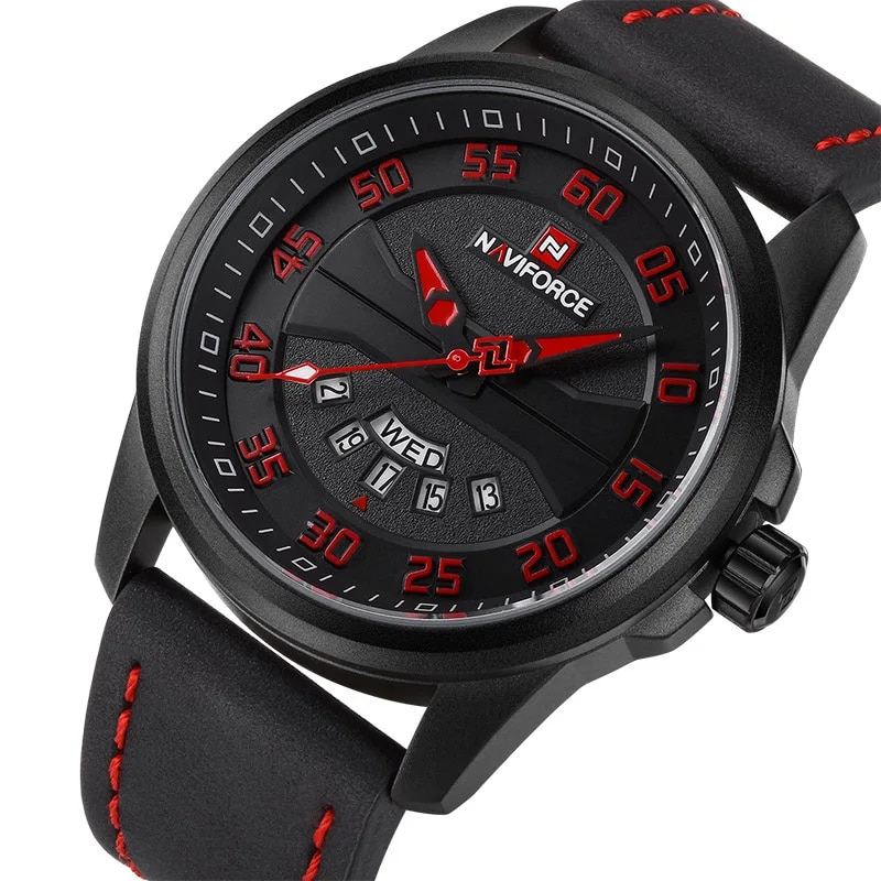 Montre à quartz avec bracelet en cuir