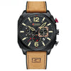 Montre-bracelet d'affaires en cuir, à quartz et étanche