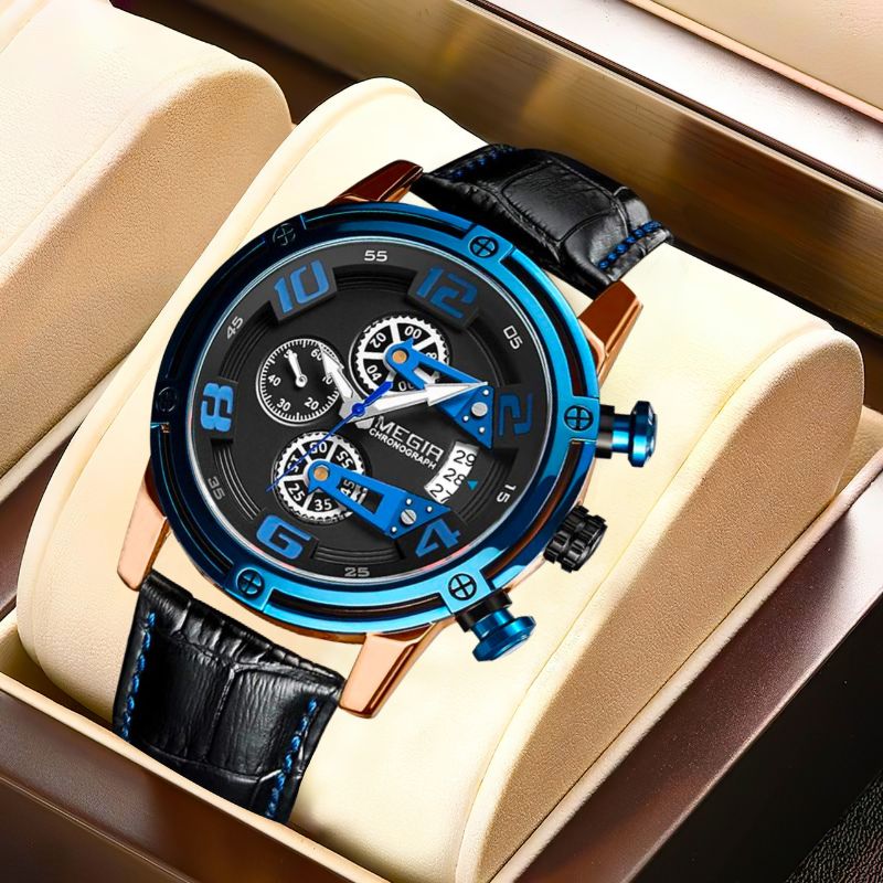 Montre chronographe à quartz lumineuse pour hommes