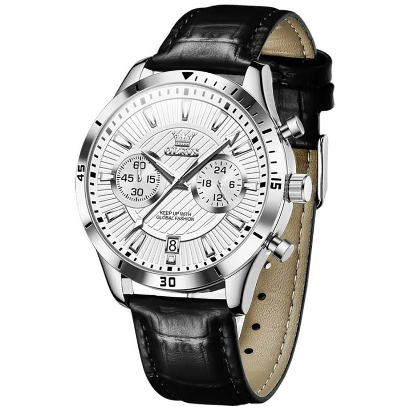 Montre chronographe de luxe avec bracelet en cuir