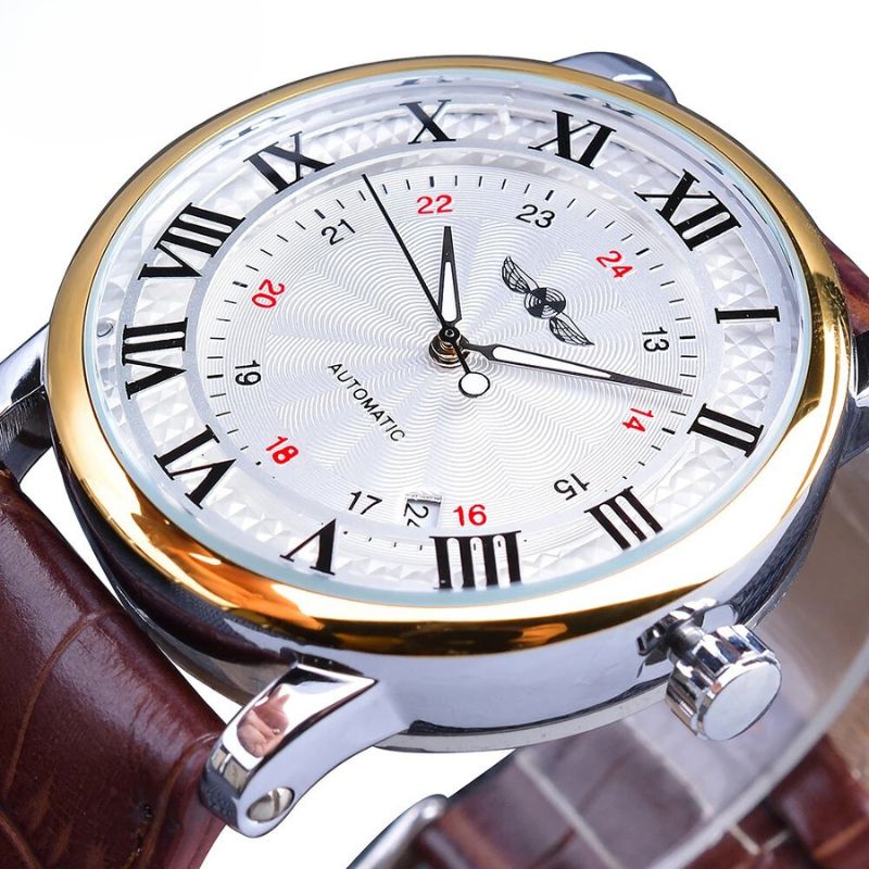 Montre mécanique entièrement automatique en cuir de luxe