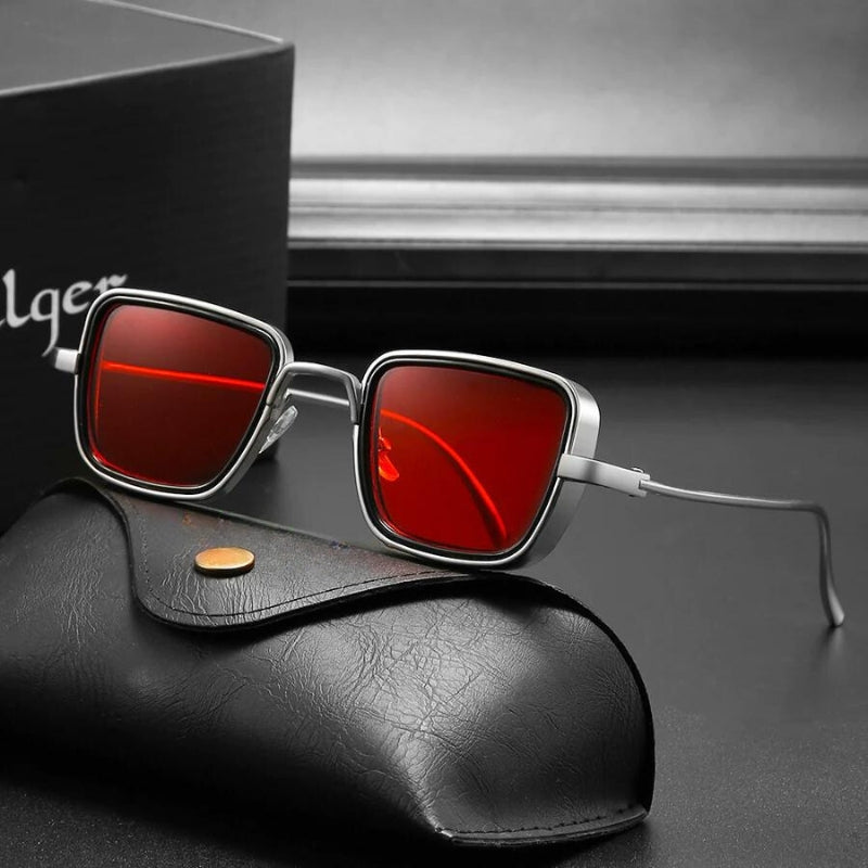 Lunettes de soleil carrées métallisées