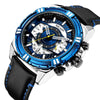 Montre de luxe à quartz, chronographe, militaire et sportive en cuir