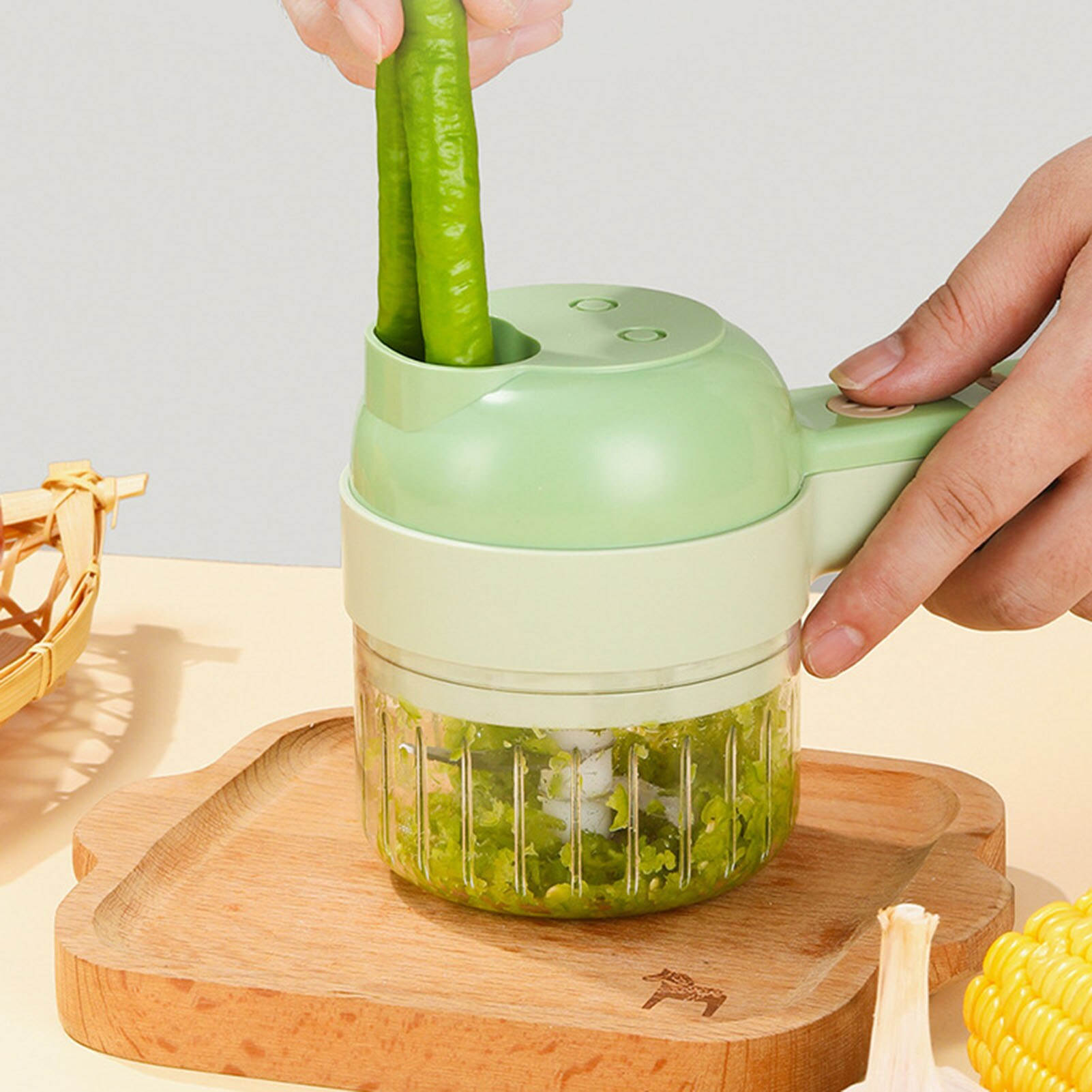 Hachoir électrique manuel 4 en 1 pour légumes