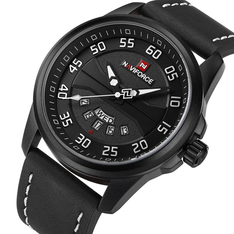 Montre à quartz avec bracelet en cuir