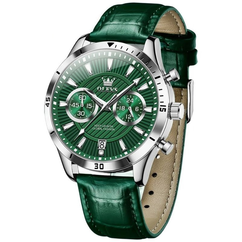 Montre chronographe de luxe avec bracelet en cuir