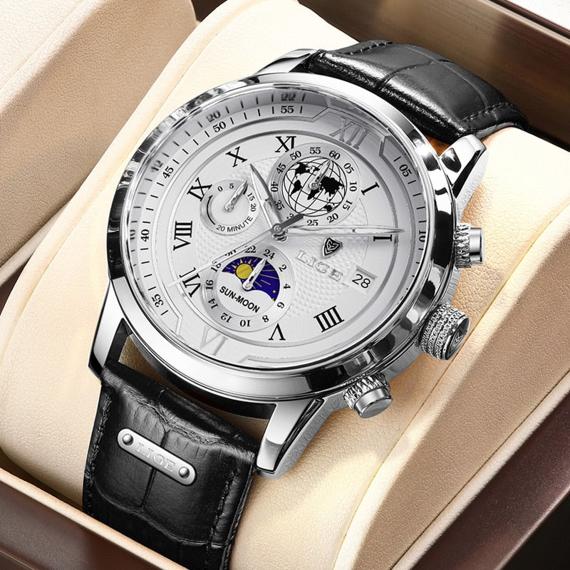 Montre chronographe à bracelet en cuir de première qualité