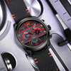 Montre de sport de luxe à quartz, chronographe, étanche et bracelet en cuir