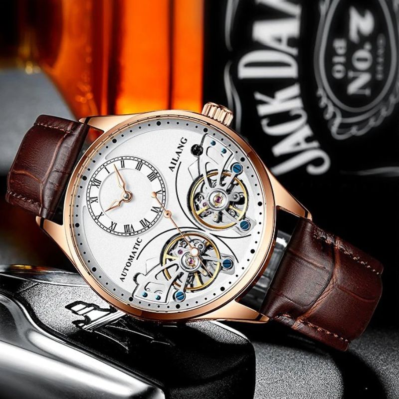 Montre mécanique lumineuse à double tourbillon