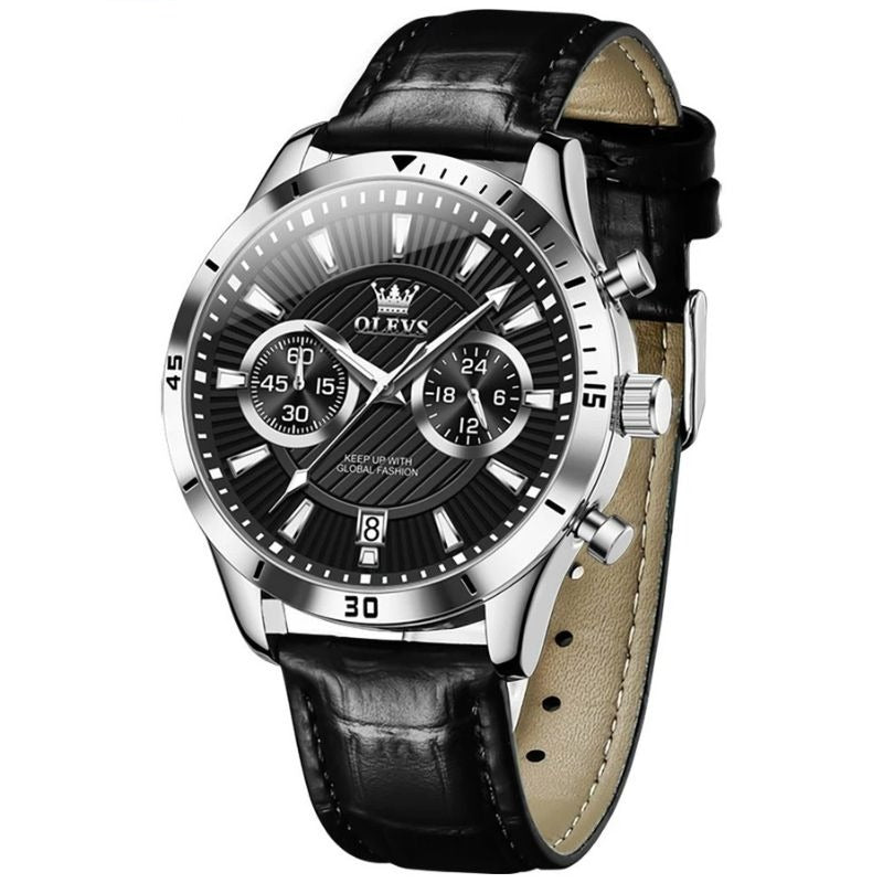 Montre chronographe de luxe avec bracelet en cuir