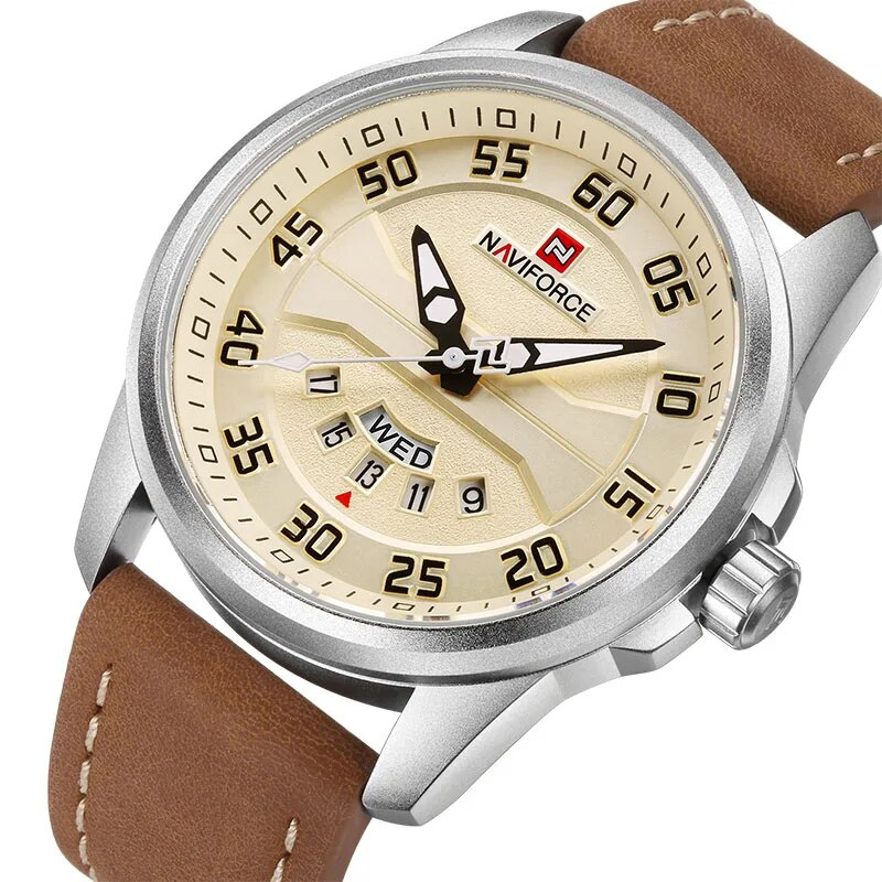 Montre à quartz avec bracelet en cuir
