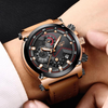 Montre de sport classique en cuir brun