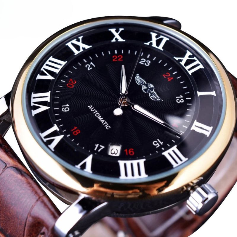 Montre mécanique entièrement automatique en cuir de luxe