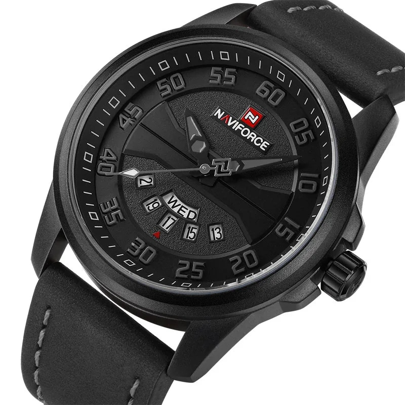 Montre à quartz avec bracelet en cuir