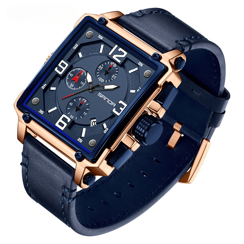 Montre tactique à quartz en cuir pour hommes