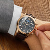 Montre à quartz en cuir de luxe