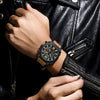 Montre-bracelet d'affaires en cuir, à quartz et étanche