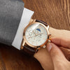 Montre à quartz en cuir de luxe