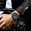 Montre-bracelet d'affaires en cuir, à quartz et étanche