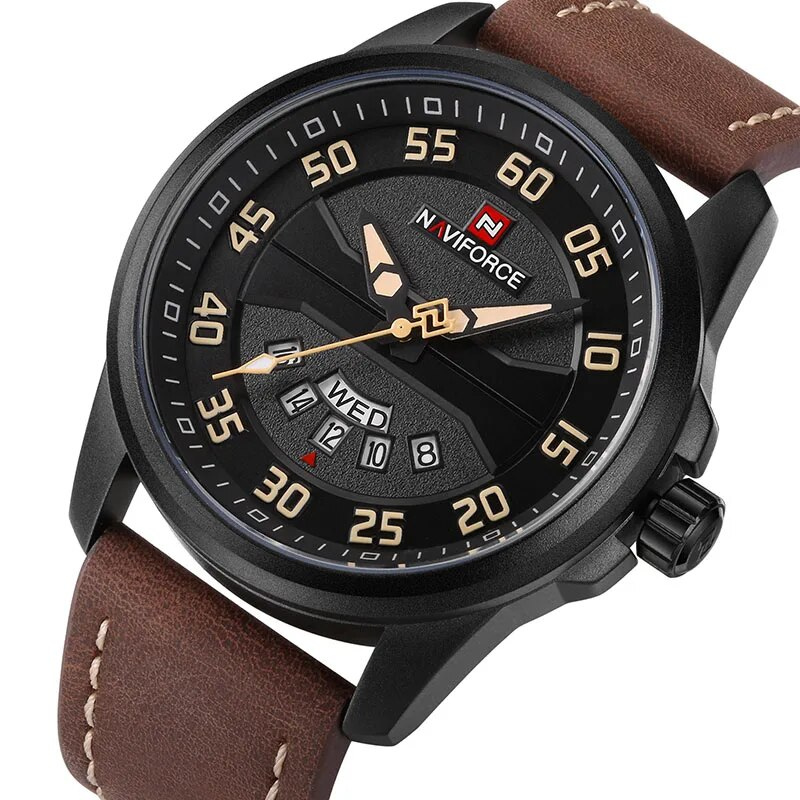 Montre à quartz avec bracelet en cuir