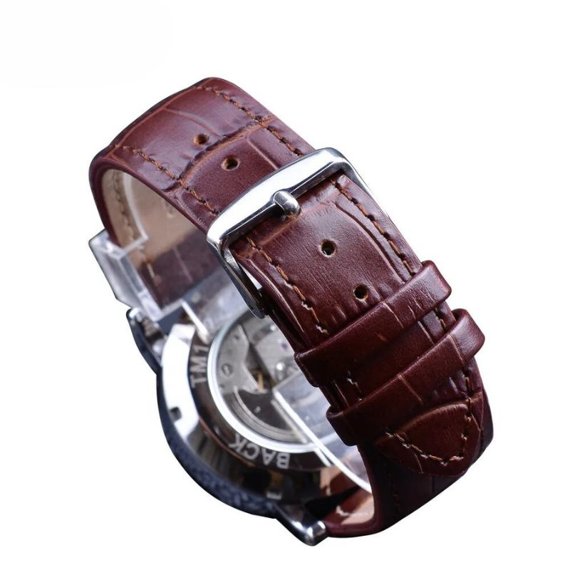 Montre mécanique entièrement automatique en cuir de luxe