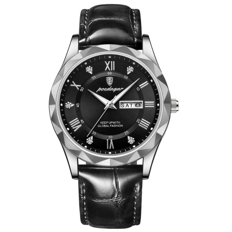 Montre à quartz avec bracelet en cuir