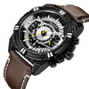 Montre de luxe à quartz, chronographe, militaire et sportive en cuir
